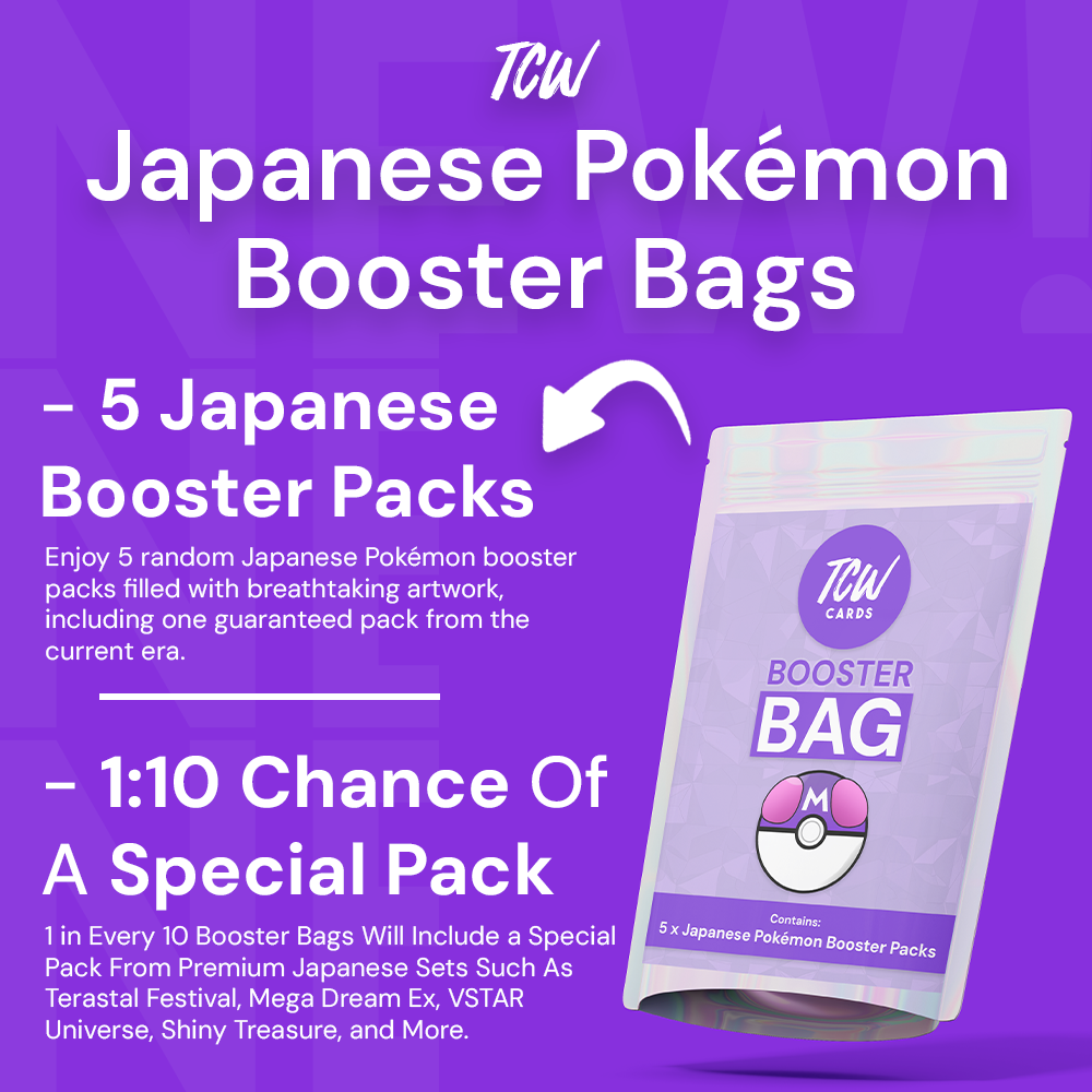 TCW Booster Bag 🔥 Japanese Pokémon Mystery Pack | 5 Boosters + 1 in 10 Chase Pack