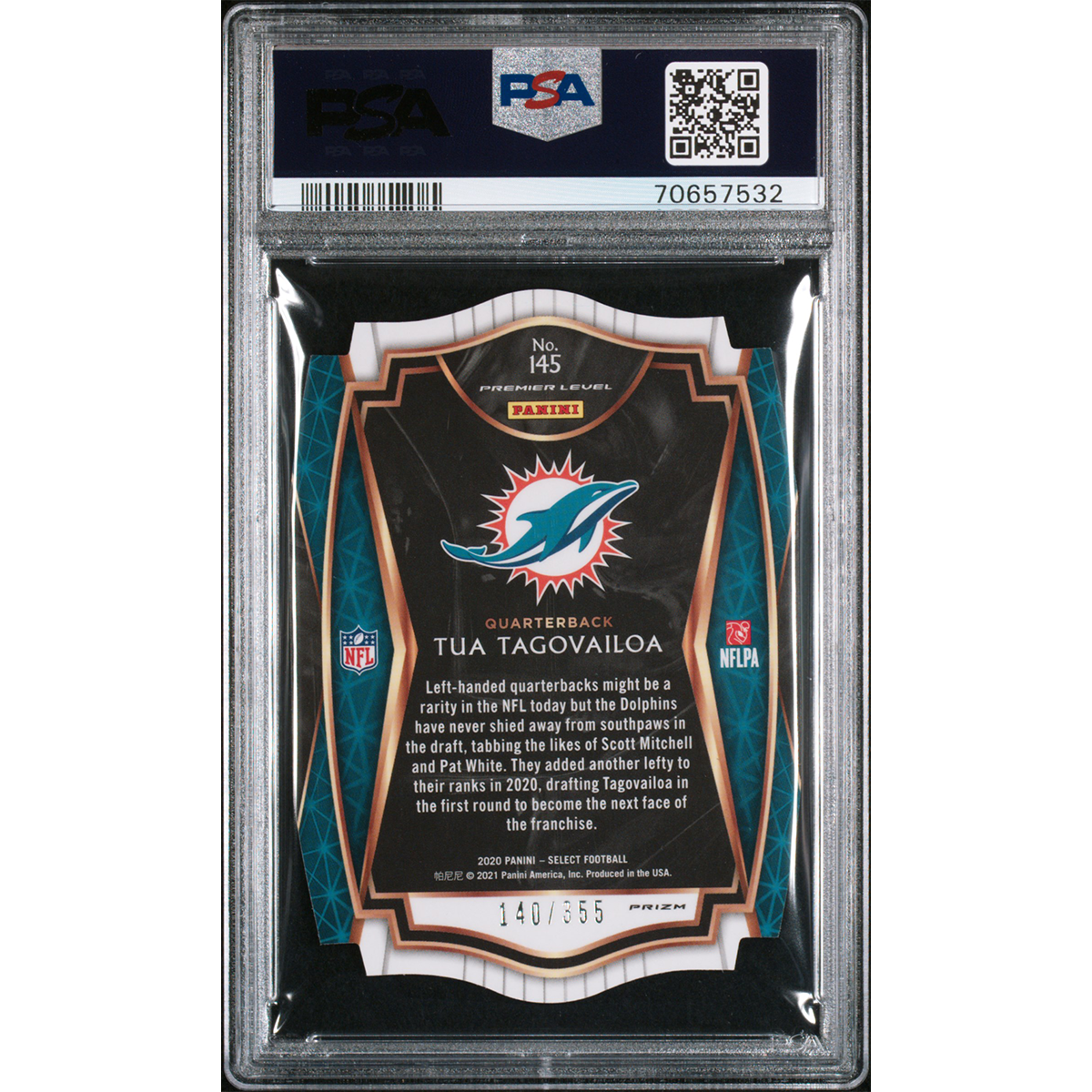 2020 Panini Select Tua Tagovailoa Die Cut Copper Prizm Rookie - PSA 10