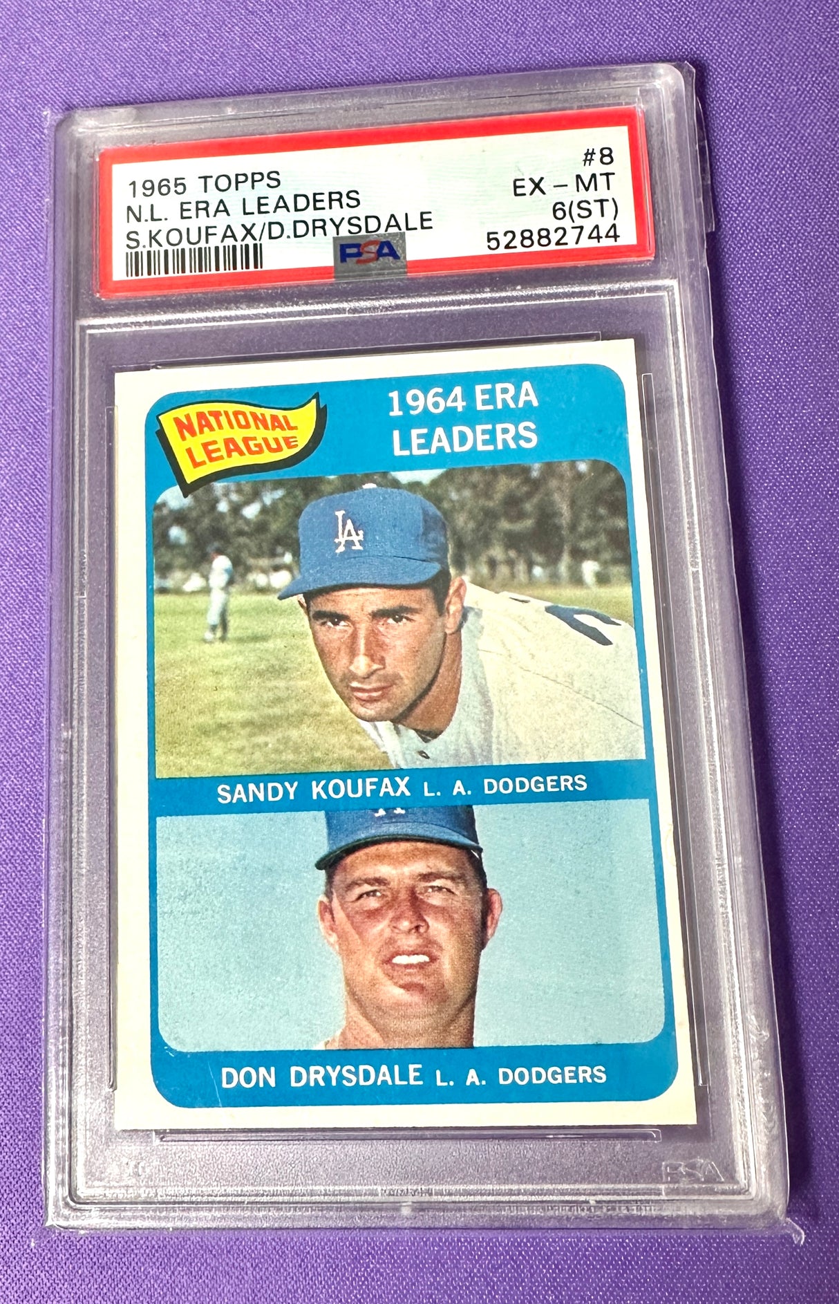 1965 Topps NL Era Leaders Sandy Koufax/Don Drysdale - PSA 6(ST)