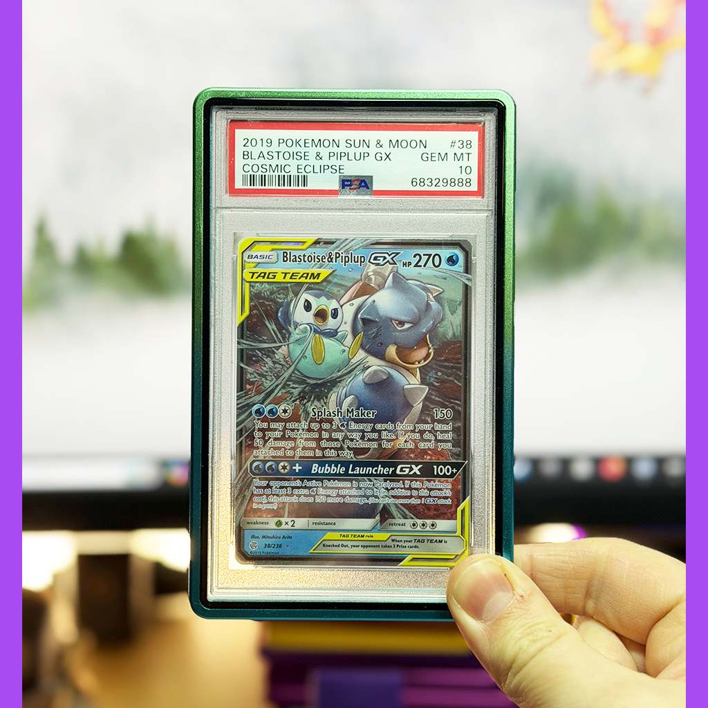 PSA 10 Blastoise Piplup GX Tag Team Cosmic Eclipse English 2019